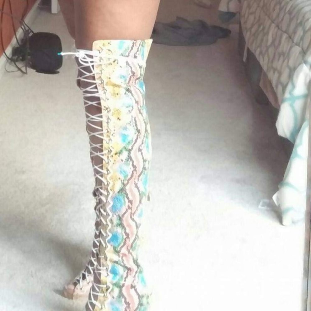 Colorful Python thigh high boot - Picture 2 of 3